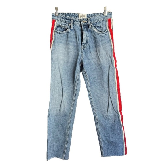 Zara Authentic Denim TRF Straight Cropped Jeans Medium Wash Side Stripe Size 4 - Picture 4 of 16